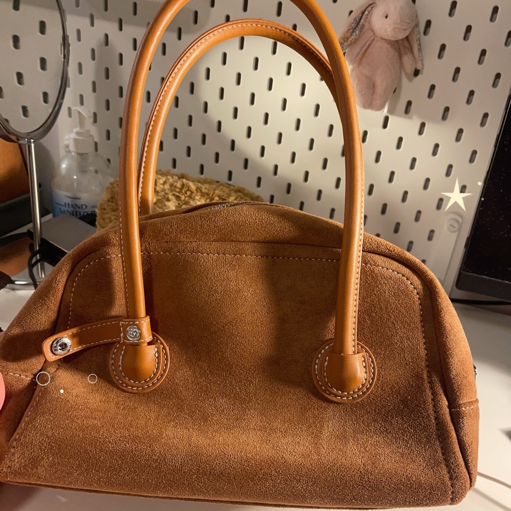 Elegant Brown Suede Handbag